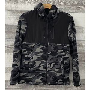 URBAN PIPELINE Men’s Camo Print Hooded Jacket, Size M, Fur Lined, Full Zip
